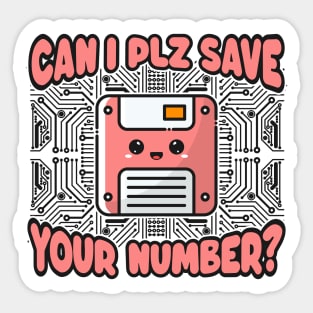 Cute Kawaii Floppy Disk - Funny Retro Dating Pickup Line Sticker